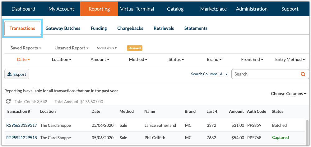 Cardpointe Web Reporting