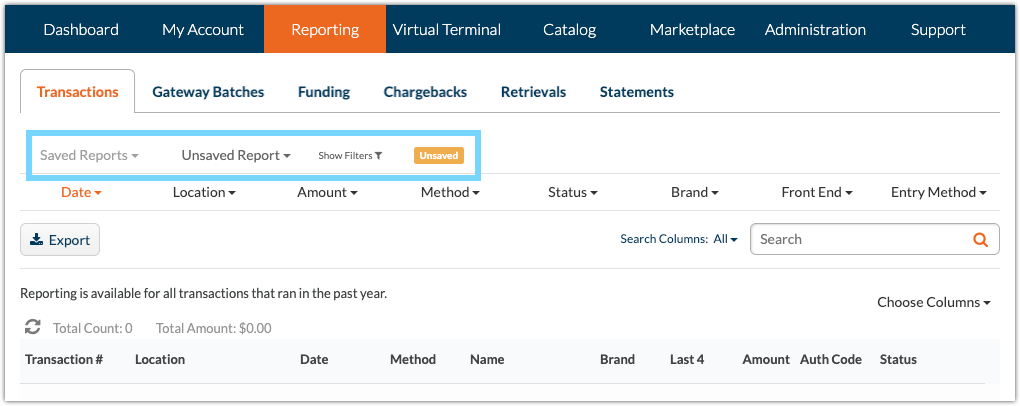 Cardpointe transaction custom reports