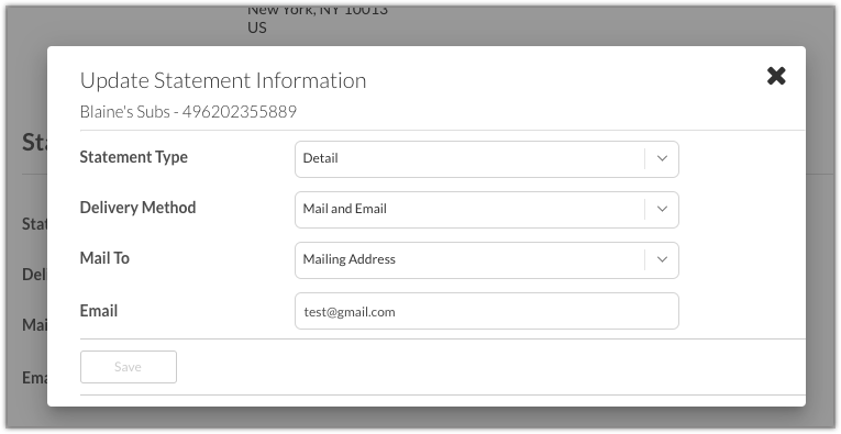 Update Statement Information Modal