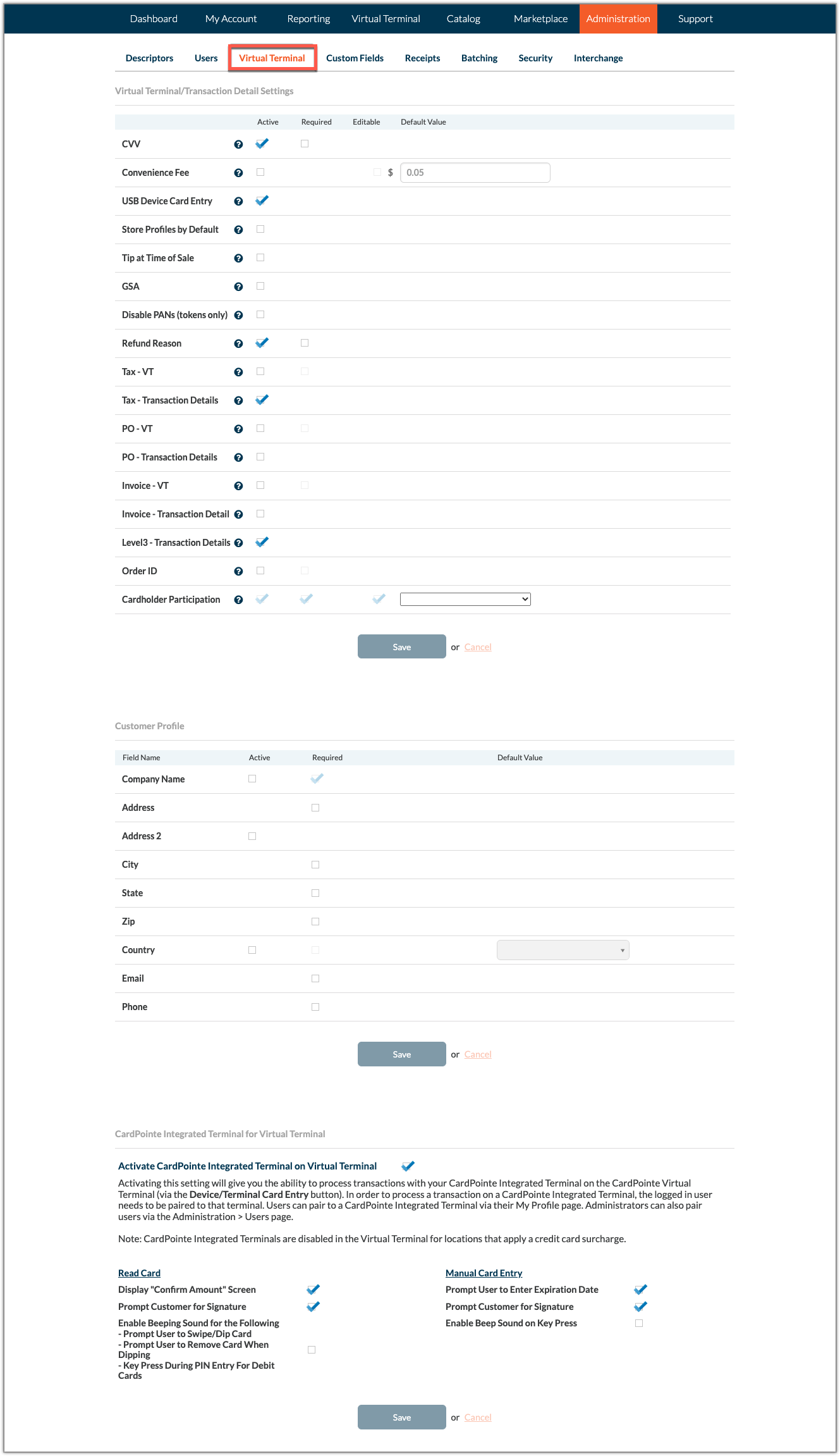 VT Configuration